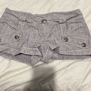 Express Shorts 3 pair: grey twill 4, pink with discoloration 2, and mint 2